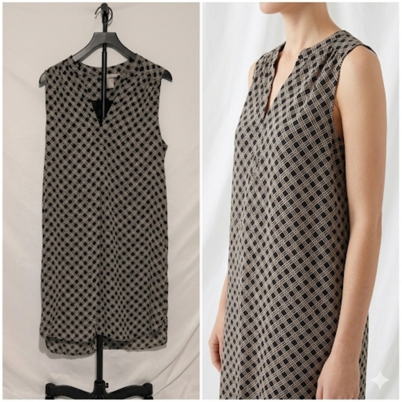 H&M Dresses & Skirts - H&M Black and Cream Geometric Midi Dress